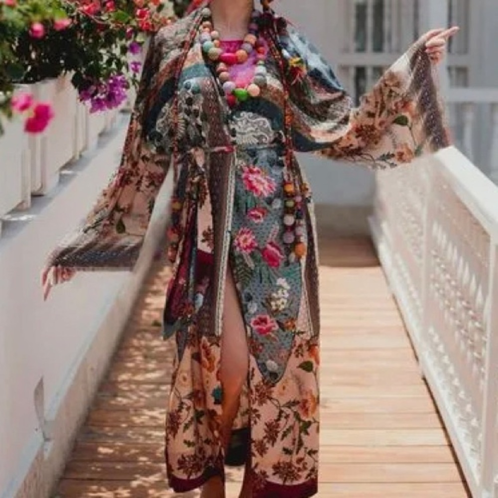 New - Boho Print Kimono Robe/Swimsuit Coverup
